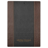 Zwart en bruin gestikt faux leer klembord (Achterkant)