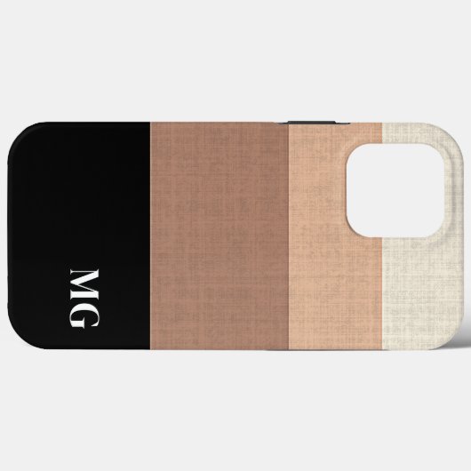 Zwart en Bruin Gestreepte Persoonlijke Initialen Case-Mate iPhone Case (Achterkant (horizontaal))