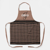 Zwart en bruin Houndstooth aangepaste naam monogra Schort (Voorkant)