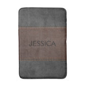 Zwart en bruin leder met twervel badmat (Voorkant Verticaal)