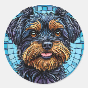 Zwart- en bruin-terriër-hondenliefhebber-cadeau ronde sticker