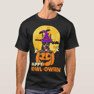 Zwart En Bruine Dobermann Heks Hond Gelukkig Hallo T-shirt