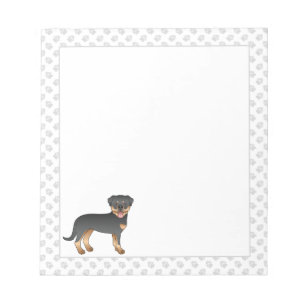 Zwart en bruine Rottweiler Cute Cartoon-hond en po Notitieblok