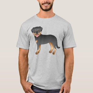 Zwart en bruine Rottweiler Cute Cartoon Hond T-shirt