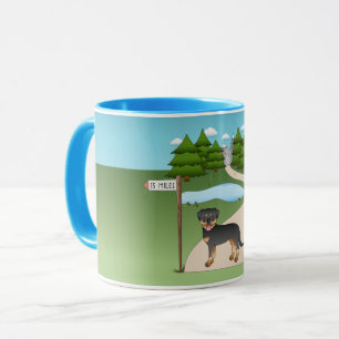 Zwart en bruine Rottweiler-hond langs een wandelpa Mok