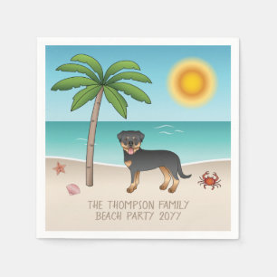 Zwart en bruine Rottweiler op een tropisch zomerse Servet