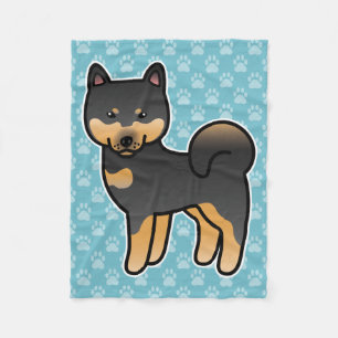 Zwart en bruine Shiba Inu hond Fleece Deken