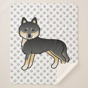 Zwart en bruine Siberische Husky Cute Cartoon Hond Sherpa Deken