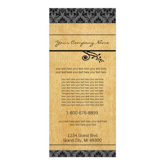 Zwart en Carmel Damask Rack Kaart (Voorkant)