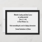 Zwart en chroom Fleur de Lis bewaar de datum Save The Date (Achterkant)