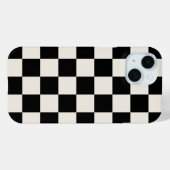 Zwart en Cream Retro Check Case-Mate iPhone Case (Achterkant (horizontaal))