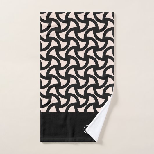 Zwart en Crème Modern Elegant Monogram Bad Handdoek (Handdoek)