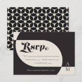  zwart en crème RSVP kaartje (Voorkant / Achterkant)