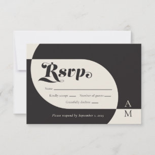zwart en crème RSVP kaartje