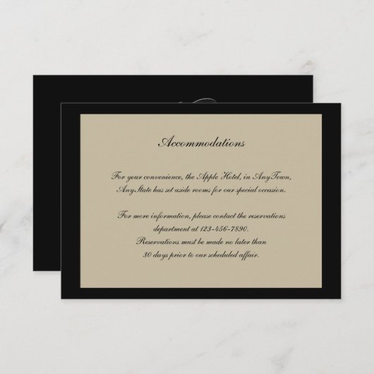 Zwart en crèmekleurig ingevroren bruiloft informatiekaartje (Voorkant / Achterkant)