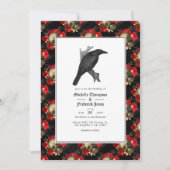 Zwart en Crimson Gotische Bruiloft Kaart (Voorkant)