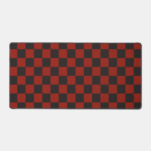 Zwart en diep rood schaakbordpatroon bureaumat