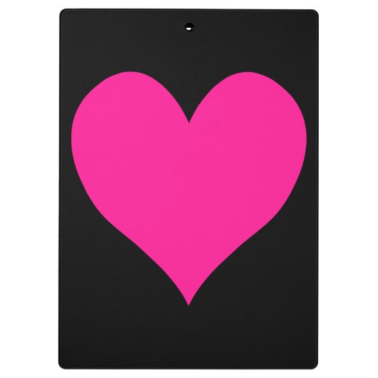 Zwart en Diep Roze Hart Vorm Klembord (Achterkant)