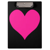 Zwart en Diep Roze Hart Vorm Klembord (Voorkant)