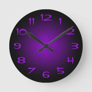 Zwart en donker violet radiaal verloop ronde klok