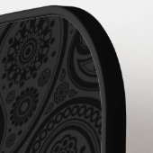 Zwart en donkergrijs Paisley Monogram Pickleball Paddle (Links Detail)
