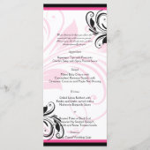 Zwart en Donkerroze Bloemenrol Bruiloft Menu (Voorkant)