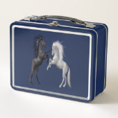 Zwart en een wit paard dat vecht (Voorkant)