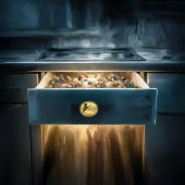 Zwart en een wit paard dat vecht keramische knop