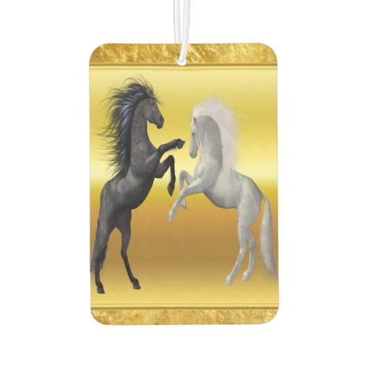 Zwart en een wit paard dat vecht luchtverfrisser (Achterkant)