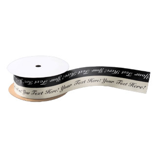 Zwart en eggshell Stripe - Aangepast tekstlint Lint