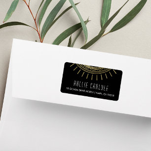 Zwart en Faux Gold Art Deco Style Return-adres Etiket
