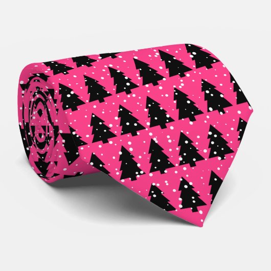 Zwart en Fuchsia Stropdas (Opgerold)