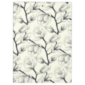 Zwart en gebroken wit elegant Magnolia Botanisch Klembord (Achterkant)
