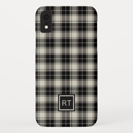 Zwart en gebroken wit geplakt met monogram Case-Mate iPhone case (Achterkant)