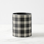 Zwart en gebroken wit speldenpatroon met monogram mok (Midden)