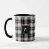 Zwart en gebroken wit speldenpatroon met monogram mok (Links)