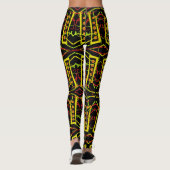 Zwart en geel abstract leggings (Achterkant)