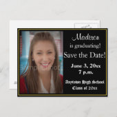 Zwart en geel Afstuderen Sla de Kaart Datum op (Voorkant / Achterkant)