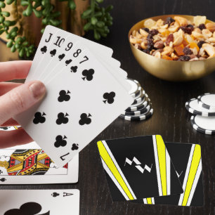 Zwart en geel Art Deco ontwerp met monogram Pokerkaarten