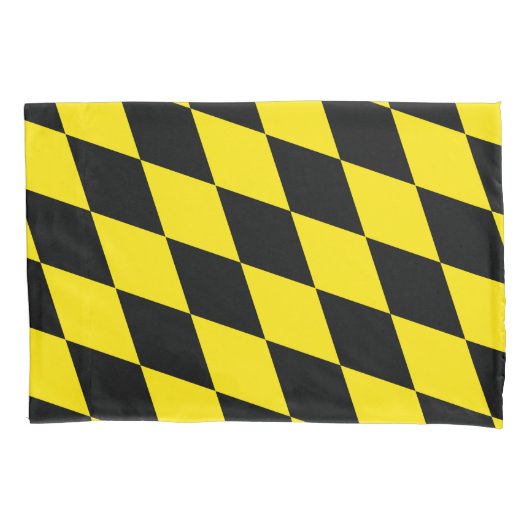 Zwart en geel Bavaria Diamond Flag Patroon Kussensloop (Voorkant)