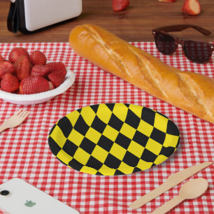 Zwart en geel Bavaria Diamond Flag Patroon Papieren Bordje