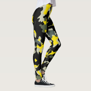 Zwart en geel camouflagepatroon leggings