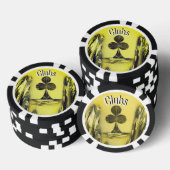 Zwart en Geel Club Poker Chip (Opstapeling)
