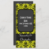 Zwart en geel damask bruiloft programma (Voorkant / Achterkant)