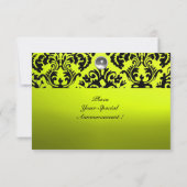 ZWART EN GEEL DAMAST MONOGRAM EDELSTEEN KAART (Achterkant)