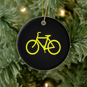 Zwart en geel fietsroute grafisch keramisch ornament