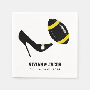 Zwart en geel Football Custom Wedding Napkin Servetten