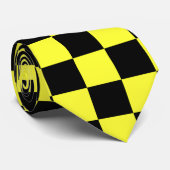 Zwart en geel gebarsten patroon stropdas (Opgerold)