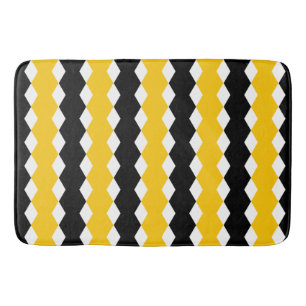 Zwart en geel Geometric Funky Modern Patroon Badmat