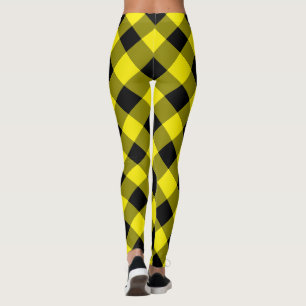 Zwart en geel geplakt leggings
